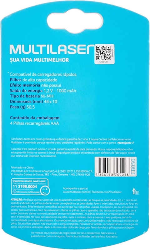 Pilhas Recarregáveis AAA 1000 mAh 3