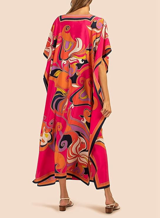 Vestido Feminino Caftan com Estampa Floral Saída de Praia 2