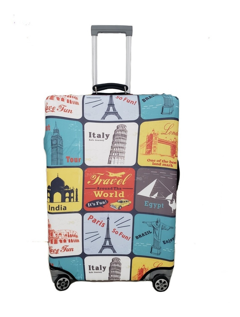 Capa para Mala de Viagem Estampa Selos de Viagem 1