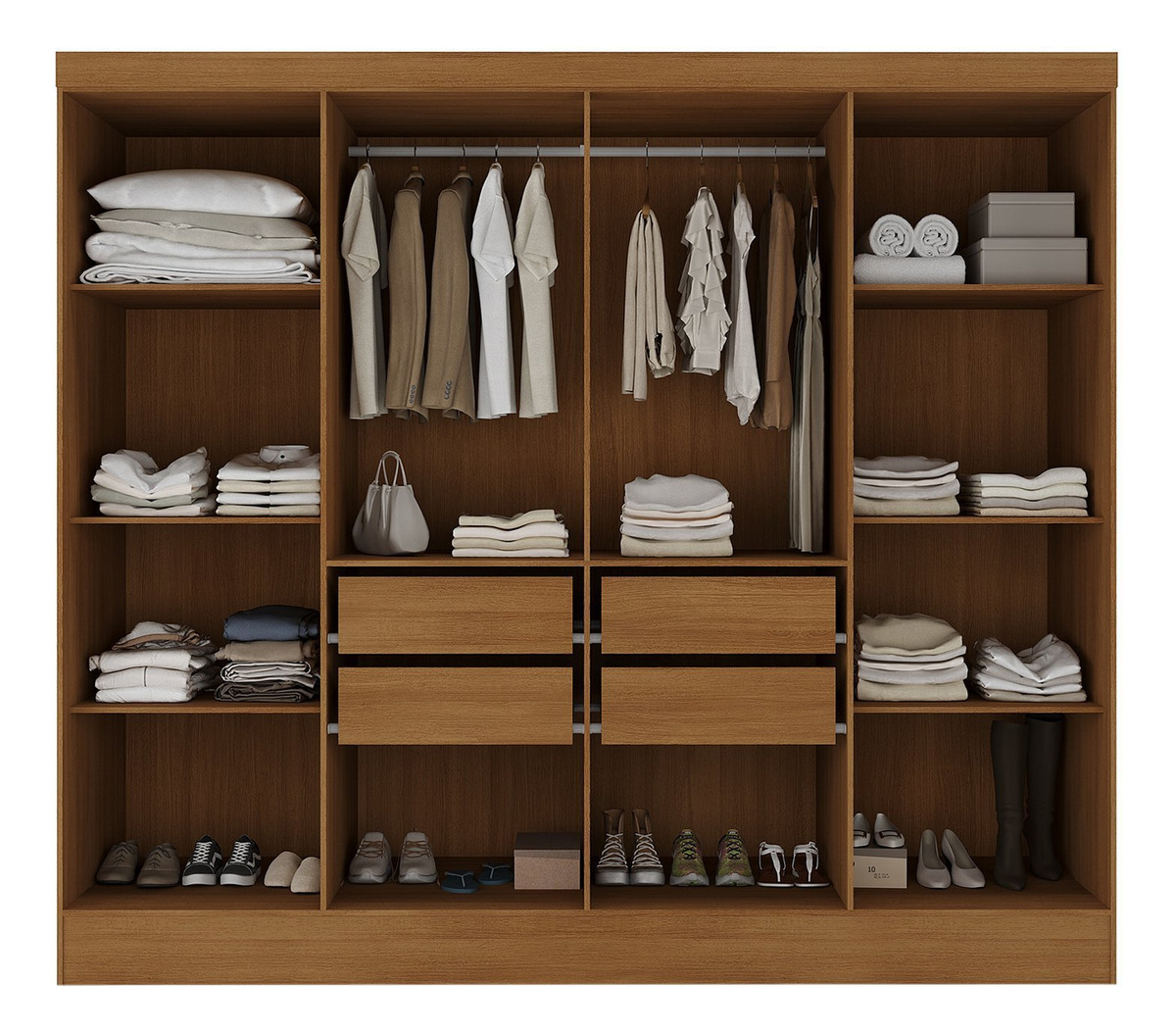 Guarda-Roupa Casal 100% MDF com Espelho 8 Portas 4 Gavetas Jatobá 2