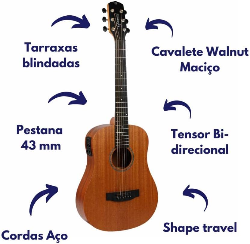 Violão Aço Travel Eletroacústico Giannini Performance GTG-36S EQ Walnut Satin (WS) 3