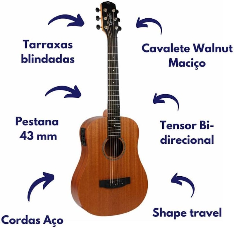 Violão Aço Travel Eletroacústico Giannini Performance GTG-36S EQ Walnut Satin (WS) 3