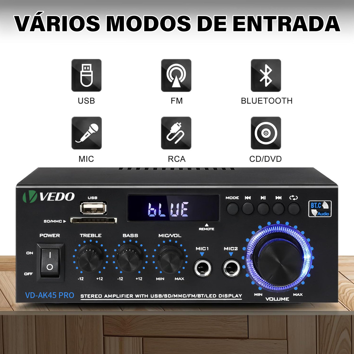 Amplificador Estéreo Vedo AK45 - Pro 2