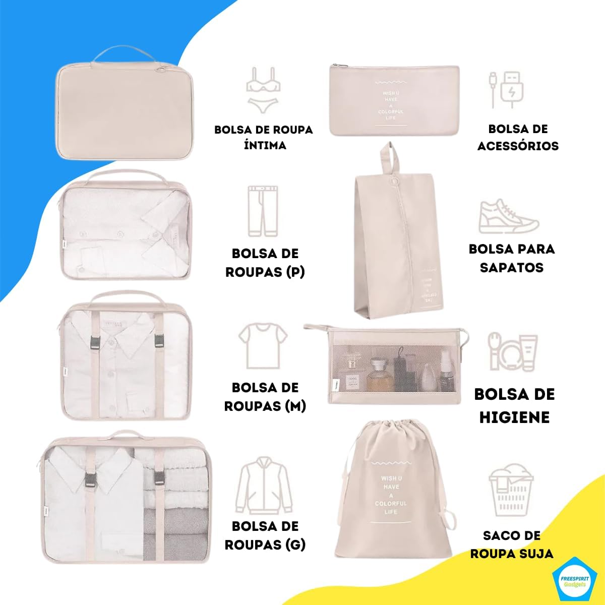 Organizador Mala para Viagem 8 Peças Convoy Sport 2