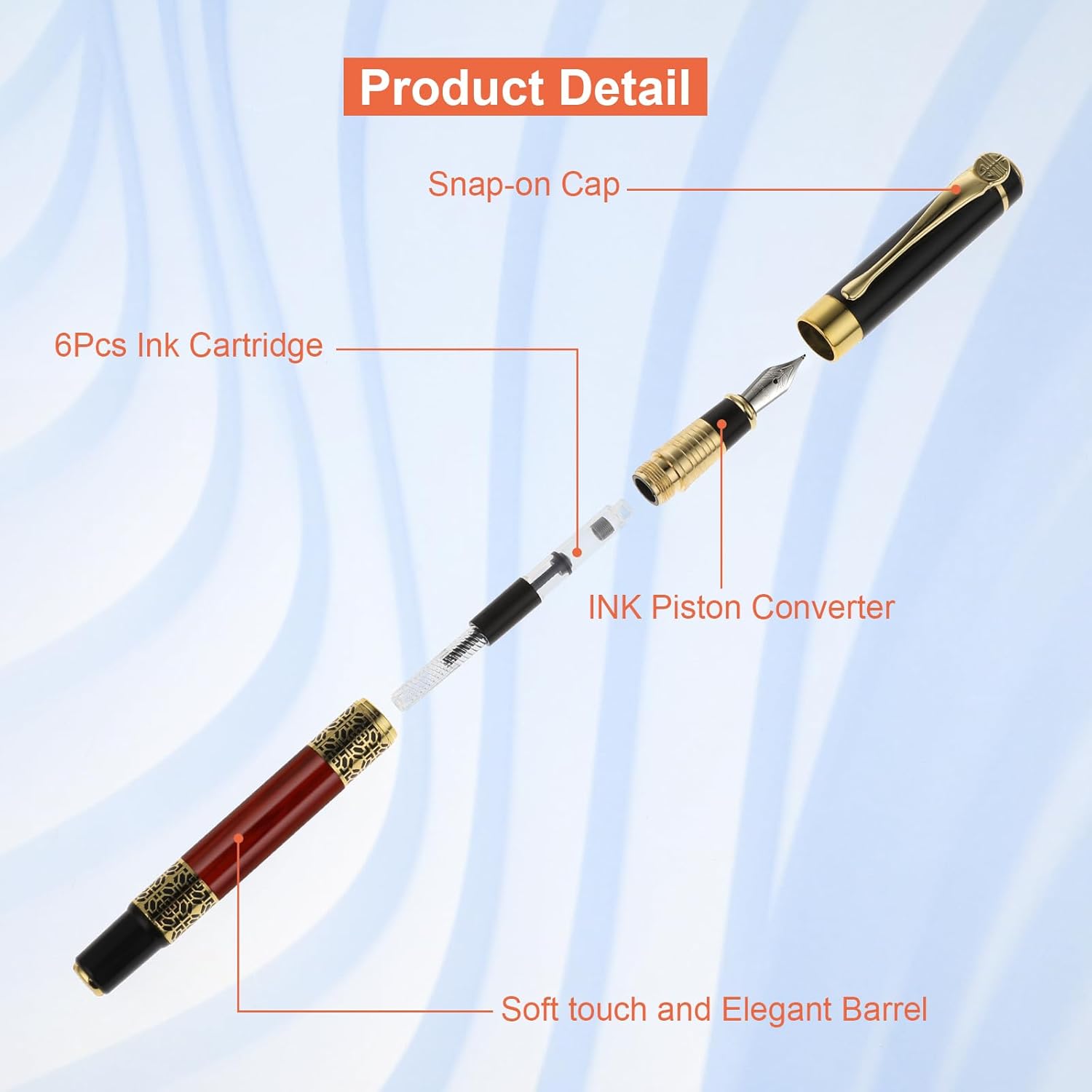 Conjunto Caneta-Tinteiro de Luxo com 4 Cartuchos de Tinta Cobee 4