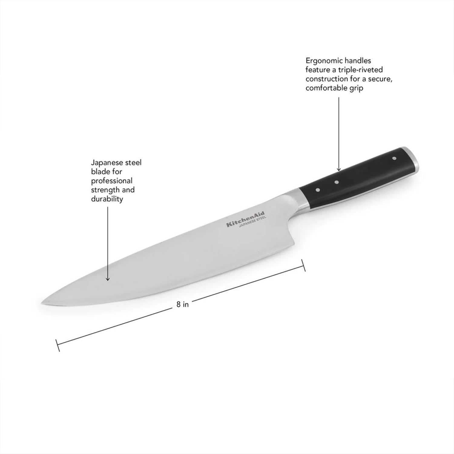 Faca Chef Carne Aço Japonês Forjado 8" com Capa KitchenAid 2