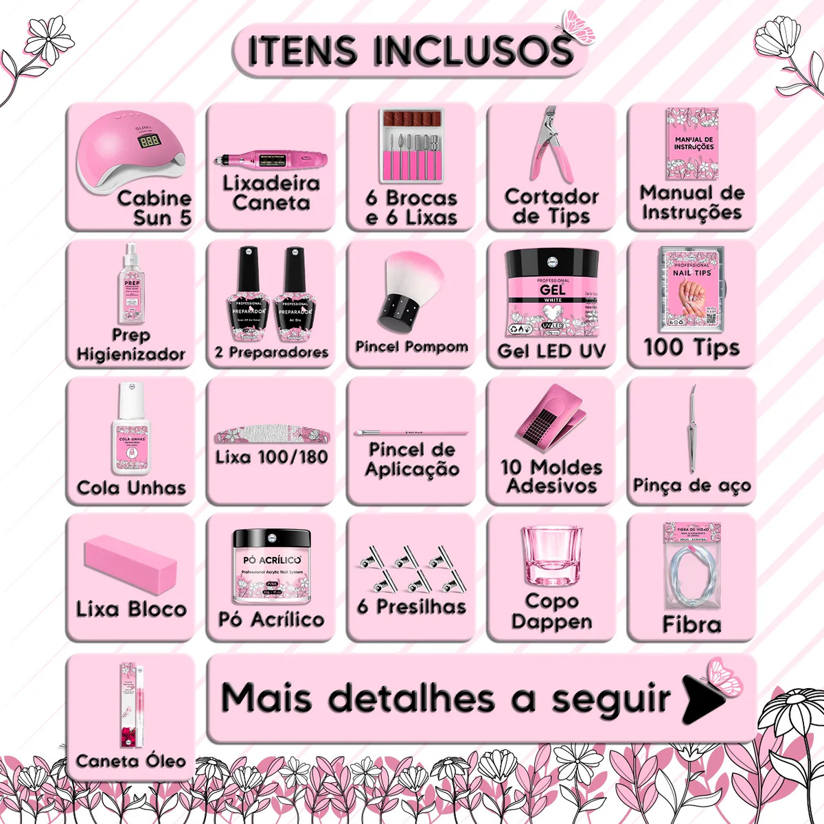 Kit Unha de Gel Completo Cabine Manicure Alongamento Acrigel 2