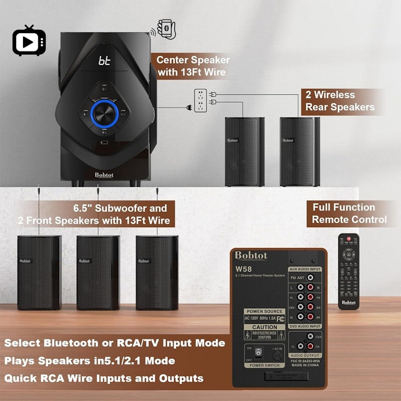 Sistema de Home Theater Bobtot B79 5.1 Canais 5