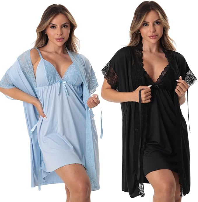 Kit 2 Camisola de Amamentação e 2 Robe 2