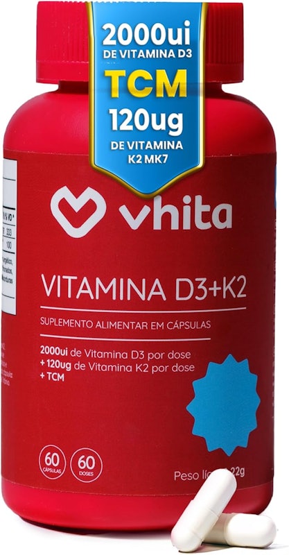 Vitamina D3 + Vitamina K2 com 2000 UI por Cápsula Vhita 1