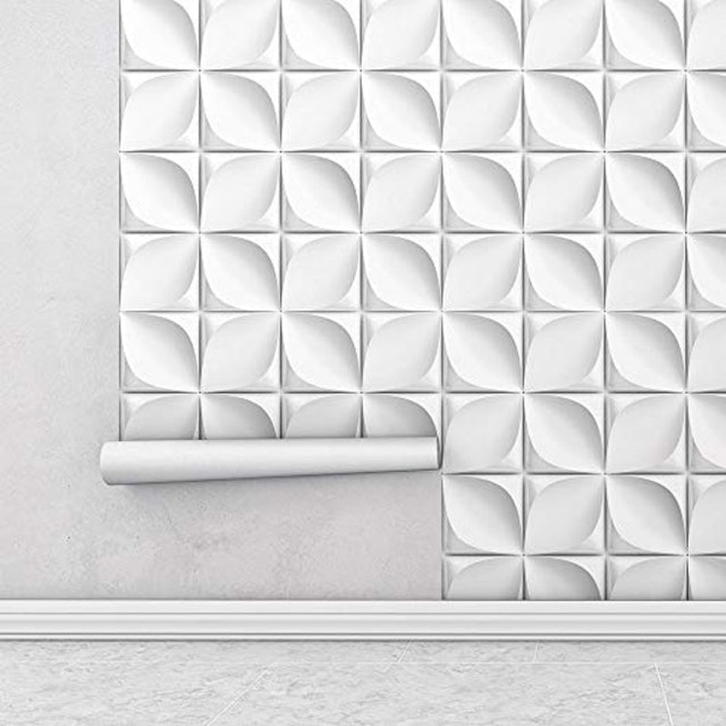 Papel de Parede 3D Branco e Cinza Flores 1