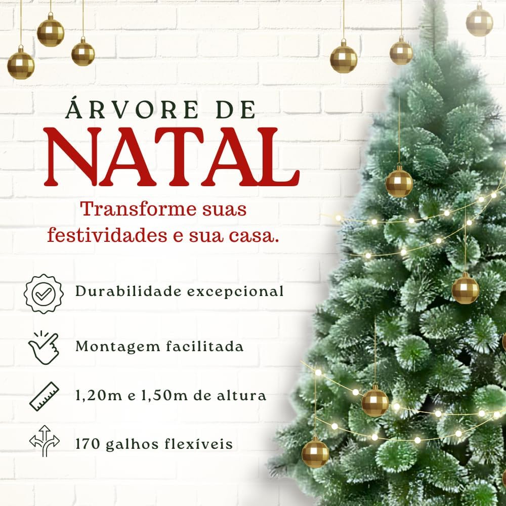 Árvore de Natal Verde com Neve Cheia Luxo Premium 150 cm 2