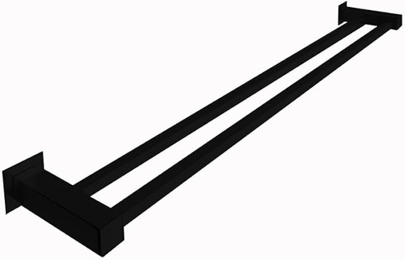 Porta Toalha Duplo De Banheiro Aço Inox 304 Preto Fosco 1
