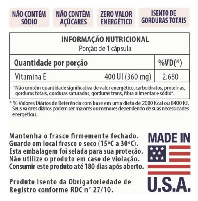 Vitamina E 400 UI 100 Cápsulas 2