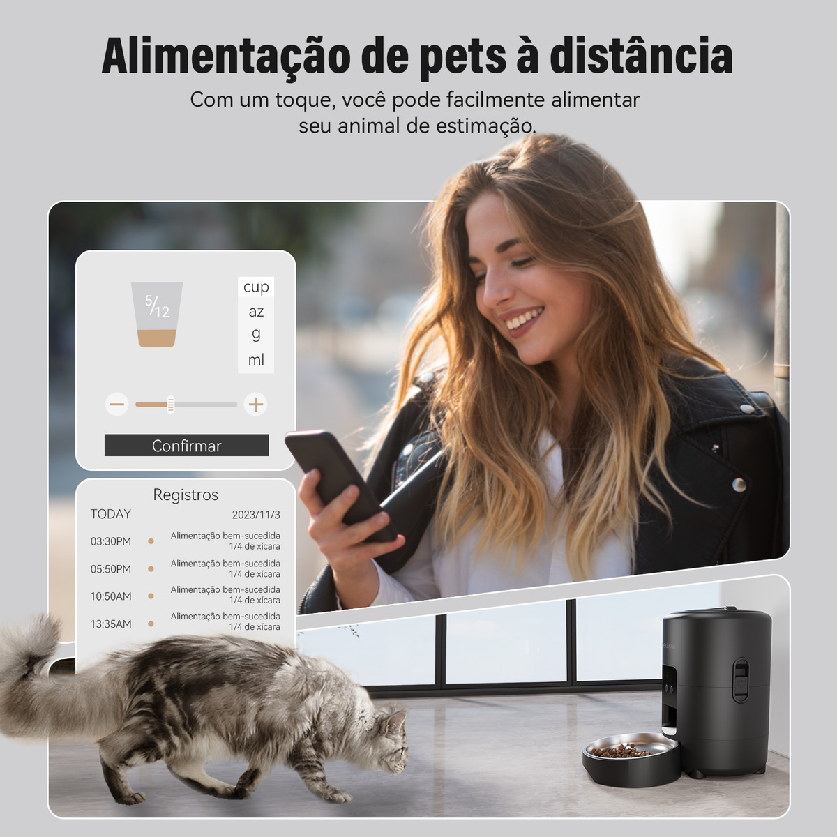 Alimentador Pet Gato Cão Automático Wi-Fi Smart 3