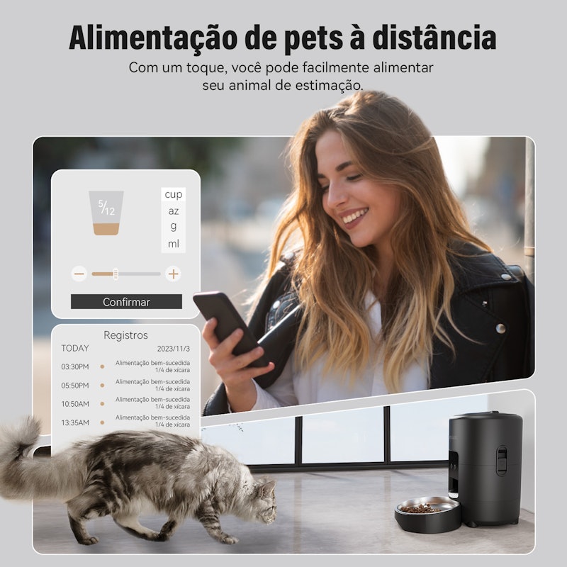 Alimentador Pet Gato Cão Automático Wi-Fi Smart 3