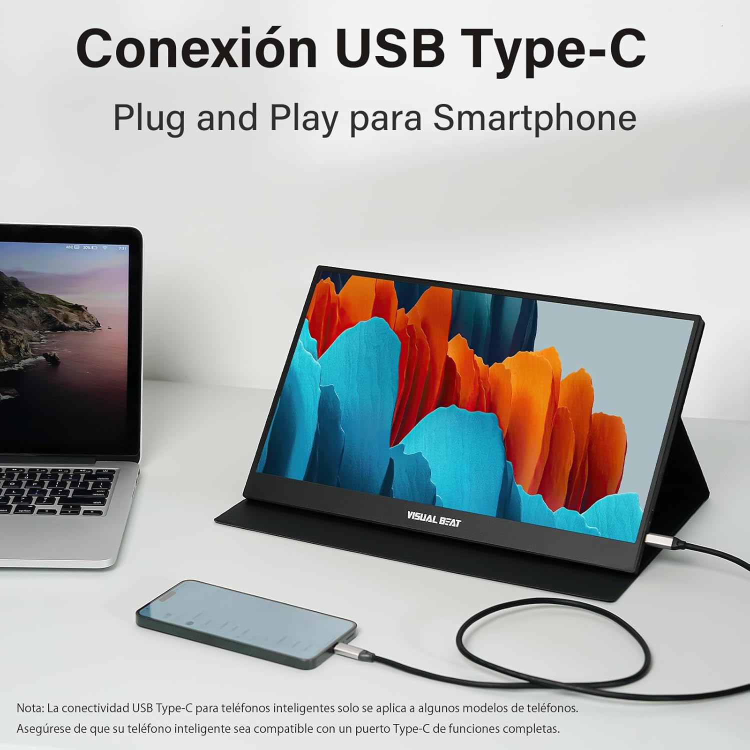 Monitor Portátil 15,6" 1080P FHD USB-C HDMI 4