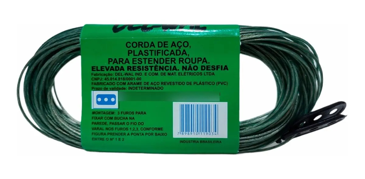 Corda Varal Aço Revestido PVC 3