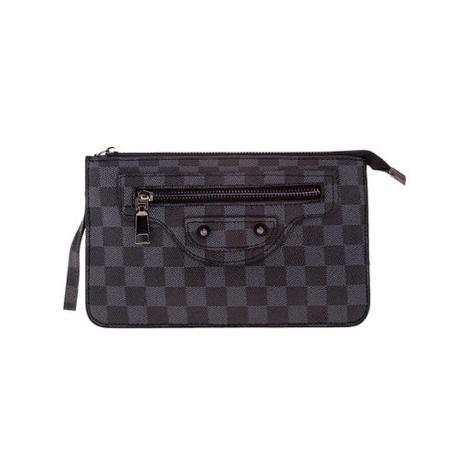Bolsa Carteira Feminina Textura Xadrez Com Alça Transversal De Corrente 1