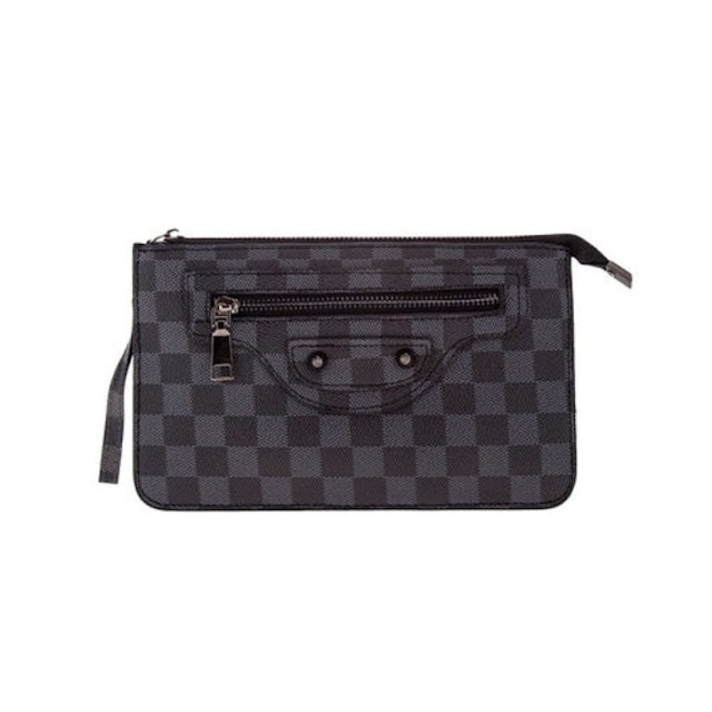 Bolsa Carteira Feminina Textura Xadrez Com Alça Transversal De Corrente 1
