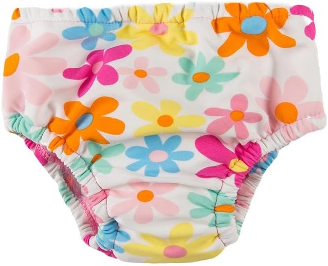 Fralda Piscina Absorvente Reutilizável Bebê Menina 6 Meses (Flores) 1