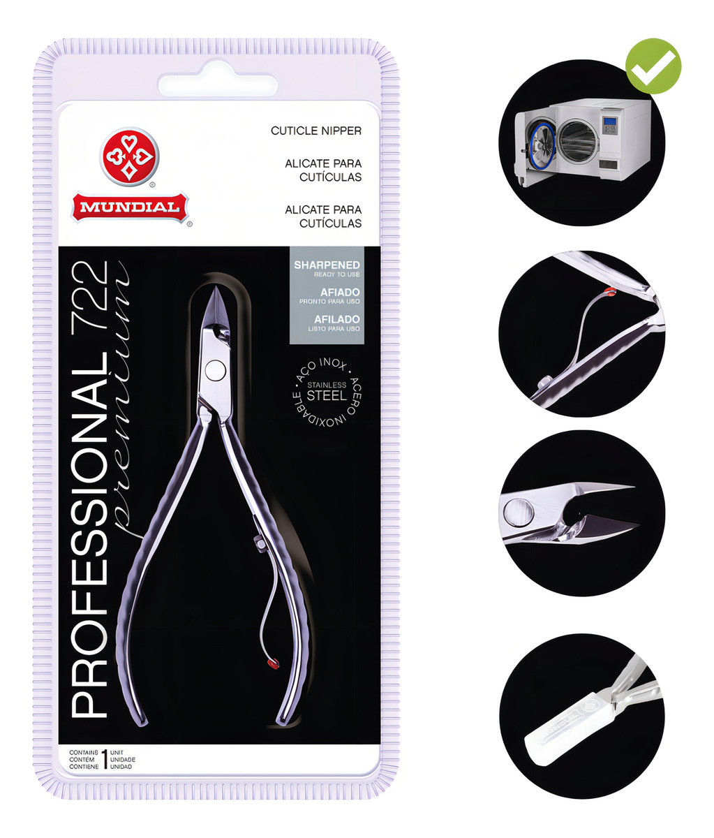 Alicate de Cutícula 722-PR Professional Aço Inox Mundial 2