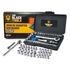 Kit Jogo Soquetes Sextavado com Catraca 40 Peças Reversível