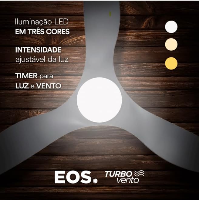 Ventilador de Teto Turbo Vento 3 Pás com Controle Remoto 5