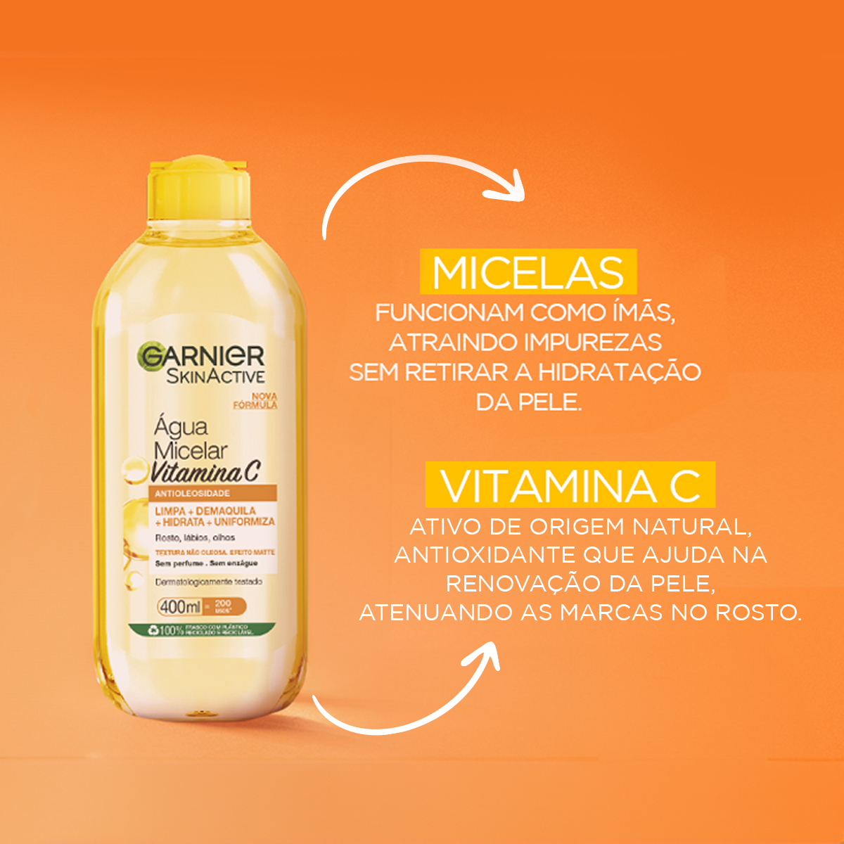 Água Micelar SkinActive Antioleosidade Vitamina C 4