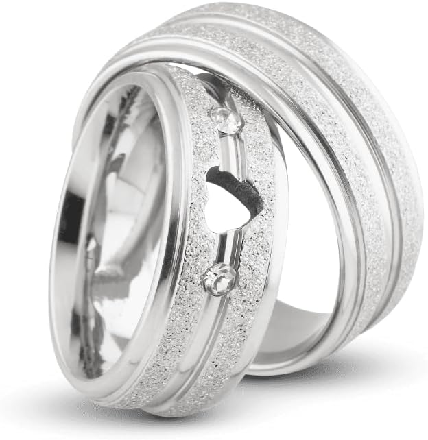 Alianças Par Coração Vazado com Pedra de Zirconia Italianas Diamantadas 2