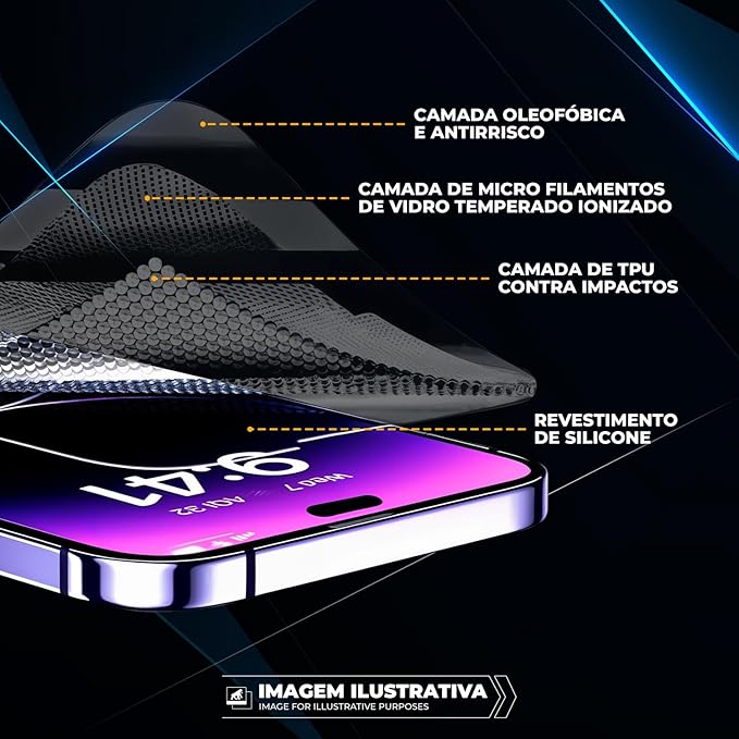 Gshield Película Defender Glass Preta para iPhone 16 Pro Max 4