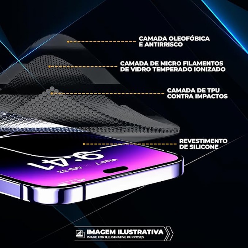 Gshield Película Defender Glass Preta para iPhone 16 Pro Max 4