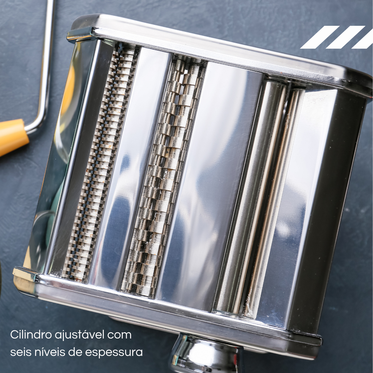 Máquina Macarrão 3 Massas Cilindro Inox Lasanha Fettuccine 5