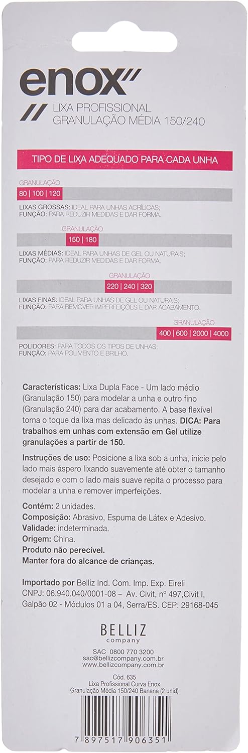 Lixa Profissional Granulação Média 150/240 Banana 2