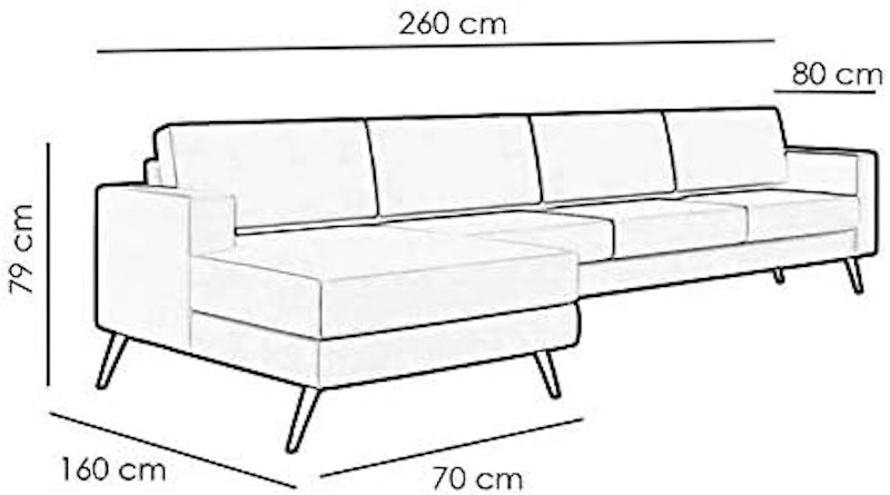 Sofá 4 Lugares Living com Chaise Esquerdo Pé Palito Linho 2