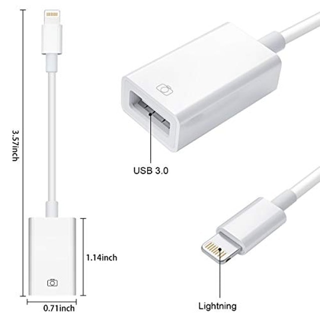Adaptador de Cabo Lightning Fêmea USB OTG 3