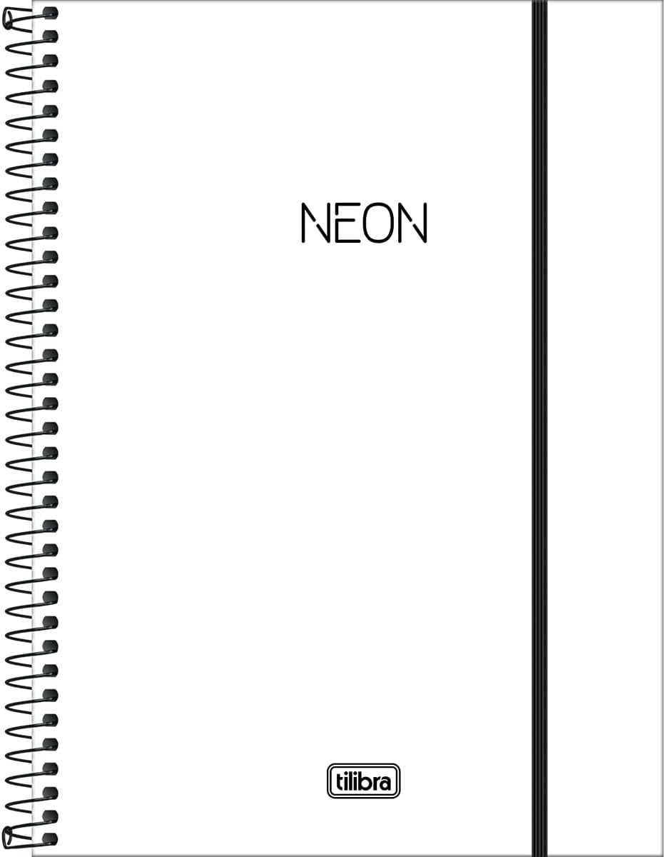 Caderno Espiral Capa Plástica Universitário 10 Matérias Neon Branco 3
