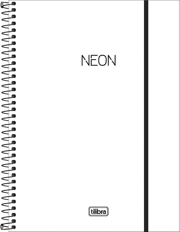 Caderno Espiral Capa Plástica Universitário 10 Matérias Neon Branco 3