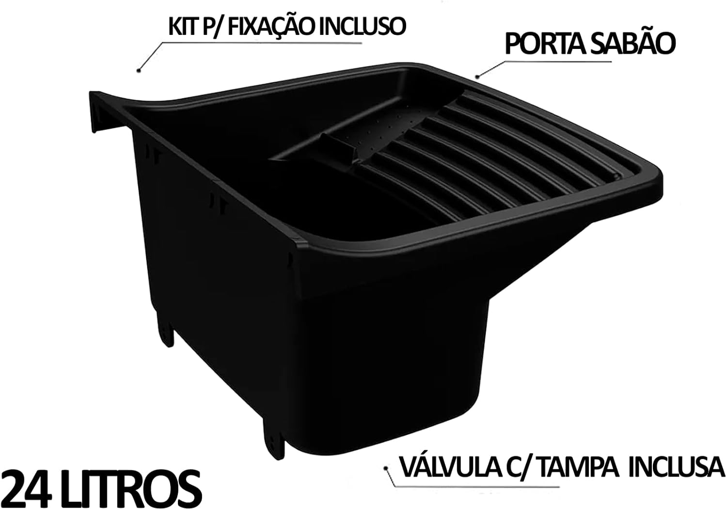 Tanque Plástico com Sifão Universal Lavanderia 24 L 3