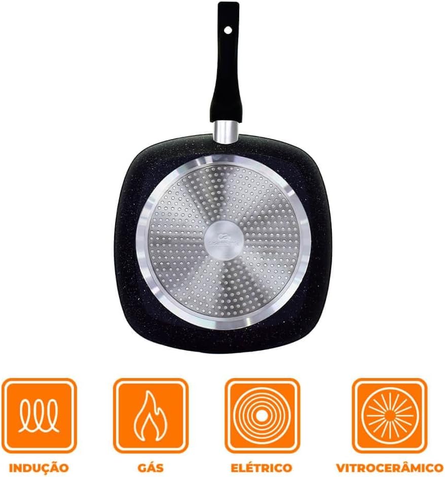 Frigideira Grill de Indução Antiaderente Cerâmica Bistequeira 4