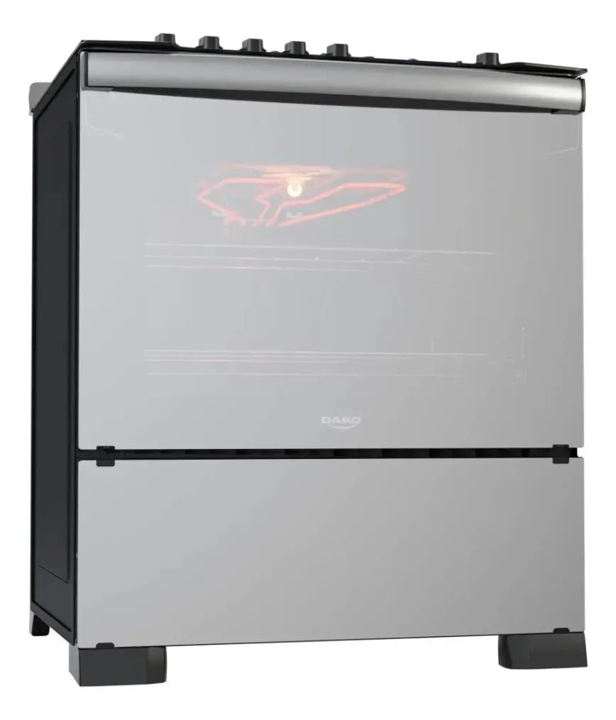 Fogão 5 Bocas Espelhado com Tripla Chama do Lado Esquerdo Dako Diplomata Glass Grill Style 2
