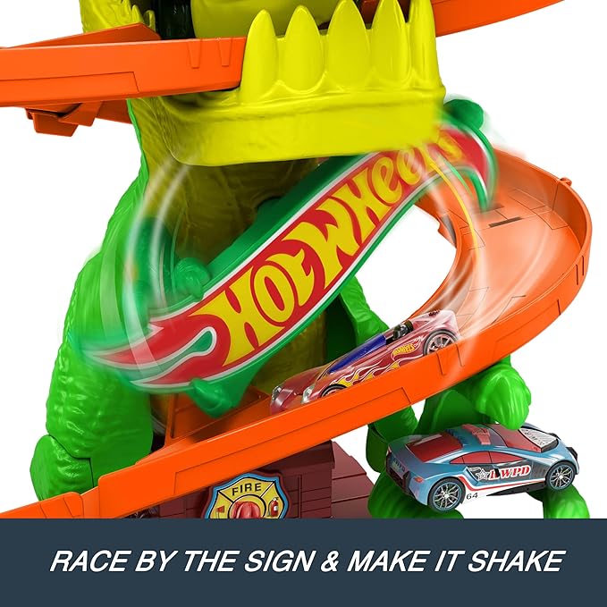 Pista Hot Wheels City T-Rex x Quartel de Bombeiros 2