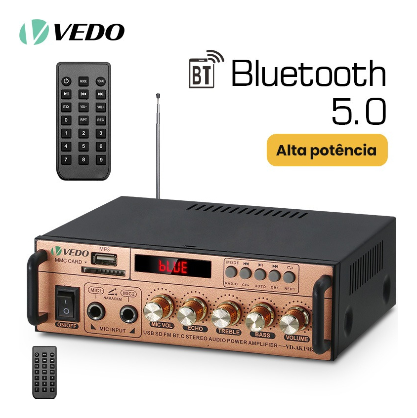 Amplificador de Áudio Digital Bluetooth 2