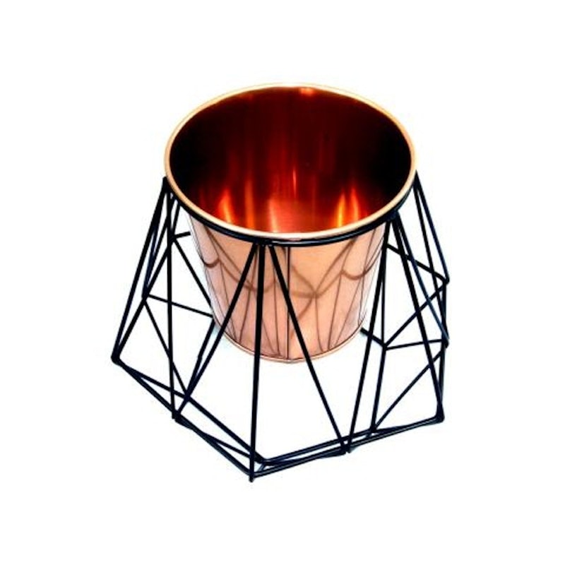 Cachepô de Metal Cobre Base Preta 3