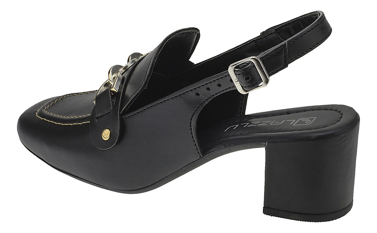 Sapato Feminino Mule Loafer Salto Bloco Grosso Confortável 3