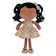 GLOVELEYA Boneca Cacheada Pele Bronzeada com Vestido de Leopardo 1