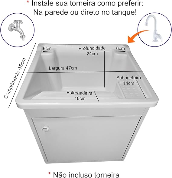 Gabinete MDF Suspenso com Tanque Plástico 26 L para Torneira de Bancada 5
