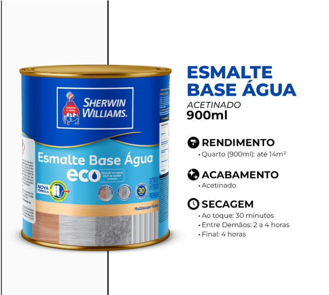 Esmalte Eco Base de Água Sherwin Williams 900 ml Branco 3