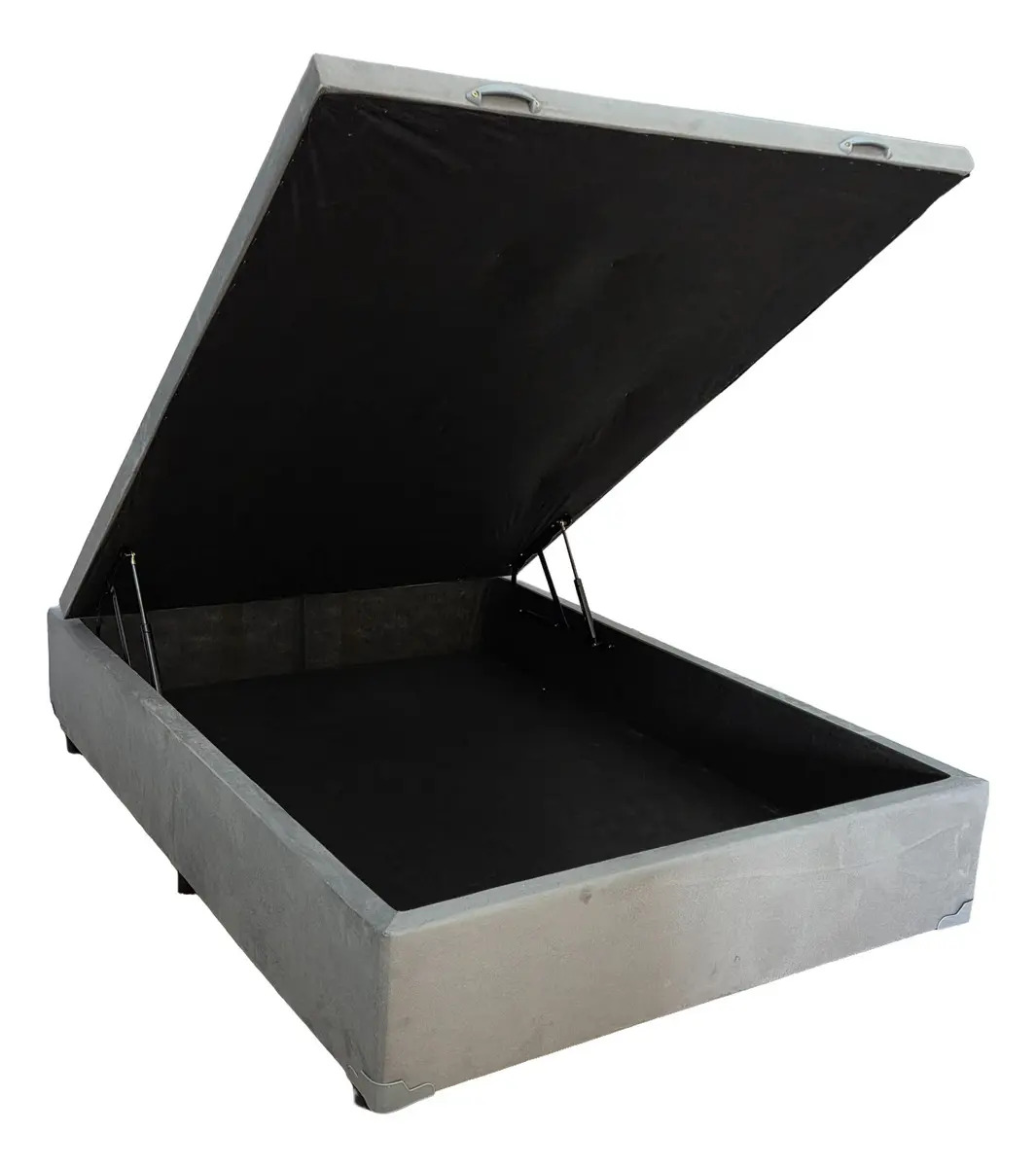 Cama Box Baú Casal Suede Cinza 2