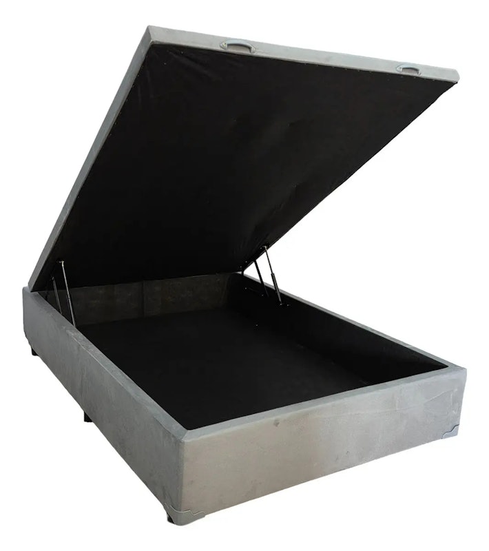 Cama Box Baú Casal Suede Cinza 2